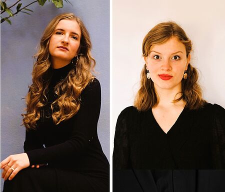 Portraitbilder der Gesangsstudentinnen Clara Bergert und Luisa Scholz