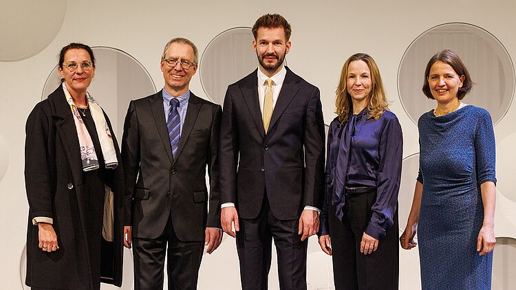 Die Hochschulleitung: v.l.n.r. Eileen Mühlbach, Franz Brochhagen, Lars Seniuk, Lisa Fornhammar, Juliane Gilbert/Foto: Klaus Gigga