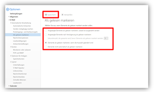 2.2.4. Optionen / E-Mail / Automatische Verwaltung / Als gelesen markieren