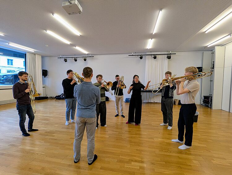 Rhythmik-Workshop für Posaunenklasse/Foto: Stefanie Pilz
