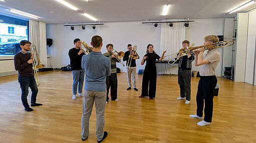 Rhythmik-Workshop für Posaunenklasse/Foto: Stefanie Pilz