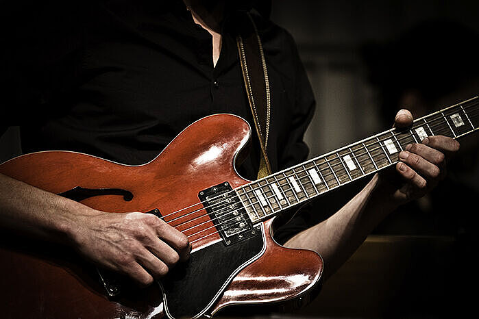 E-Gitarrist Nahaufnahme