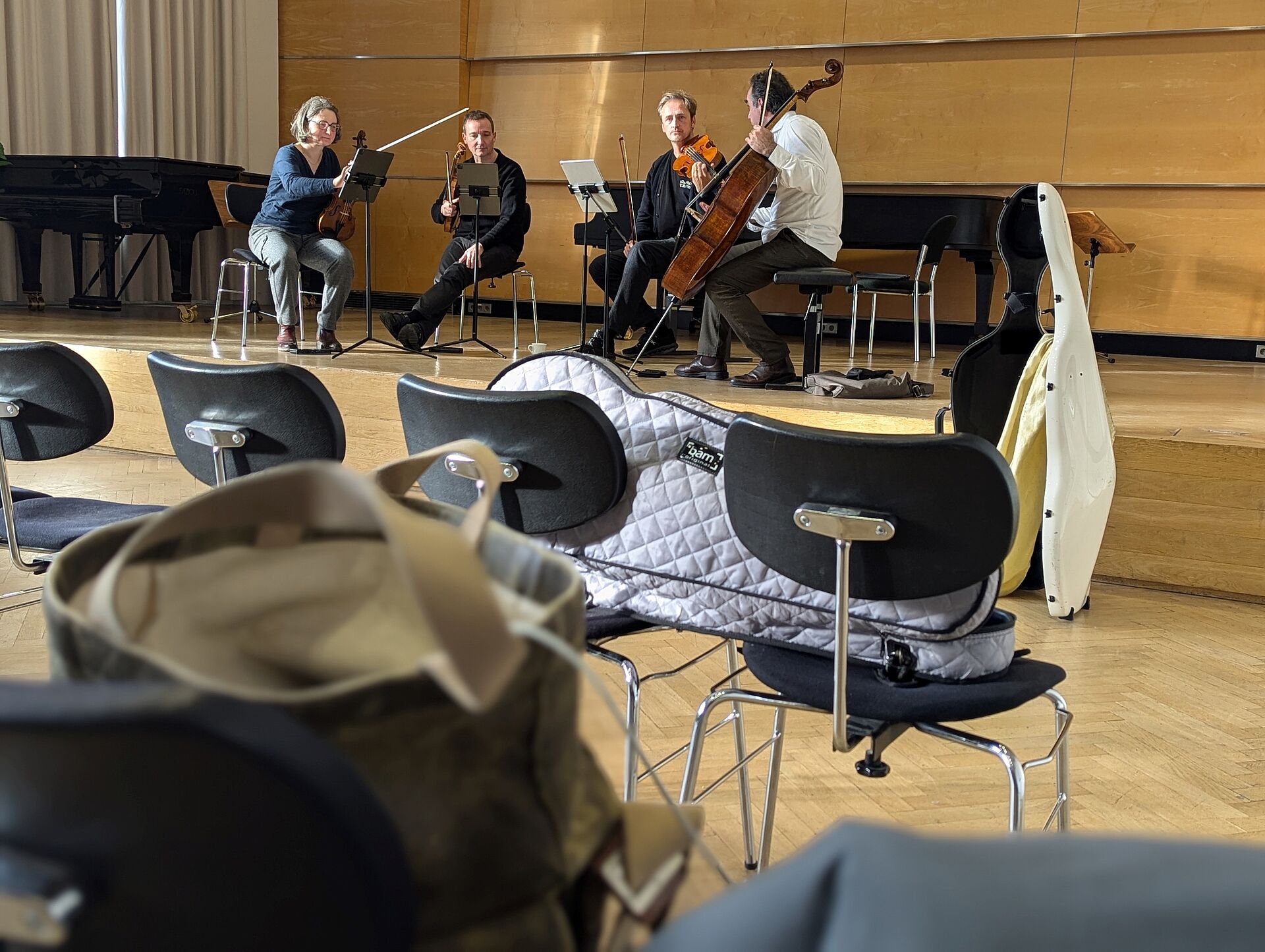 Probe des Kuss Quartetts in Kleinen Saal/Foto: Stefanie Pilz Probe des Streichquartetts von Jana Kuss