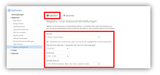 2.1.10.	Optionen / Allgemein / Region und Zeitzone