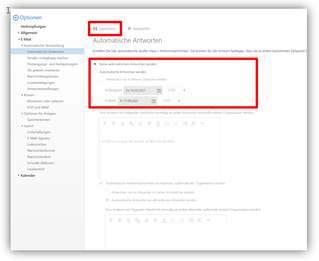 2.2.1. Optionen / E-Mail / Automatische Verwaltung / Automatische Verarbeitung