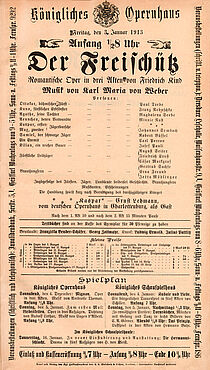 Carl Maria von Weber: Der Freischütz (3. Januar 1913)