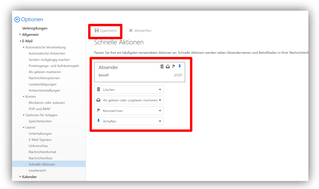 2.2.16.	Optionen / E-Mail / Layout / Schnelle Aktionen