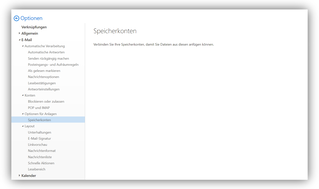 2.2.10.	Optionen / E-Mail / Optionen für Anlagen / Speicherkonten