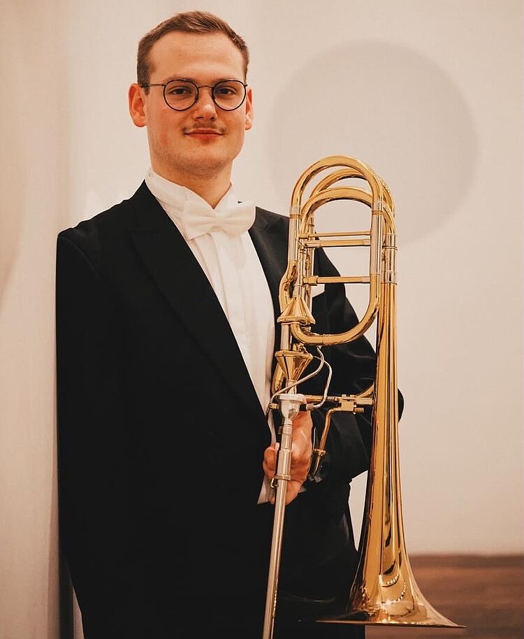 Fritz Vogel mit Posaune