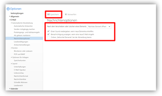 2.2.5. Optionen / E-Mail / Automatische Verwaltung / Nachrichtenoptionen
