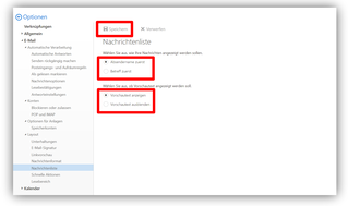 2.2.15.	Optionen / E-Mail / Layout / Nachrichtenliste
