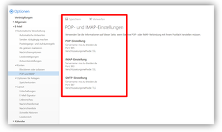2.2.9.	Optionen / E-Mail / Konten / POP und IMAP