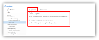 2.3.2. Optionen / Kalender / Automatische Verarbeitung / Einladungen