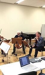 Proben des Arditti Quartets mit Julius von Lorentz/Foto: Tobias Eduard Schick