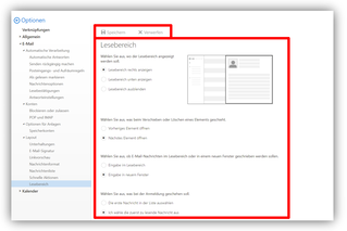 2.2.17. Optionen / E-Mail / Layout / Lesebereich