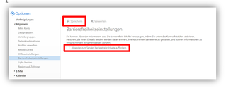 2.1.8.	Optionen / Allgemein / Barrierefreiheitseinstellungen