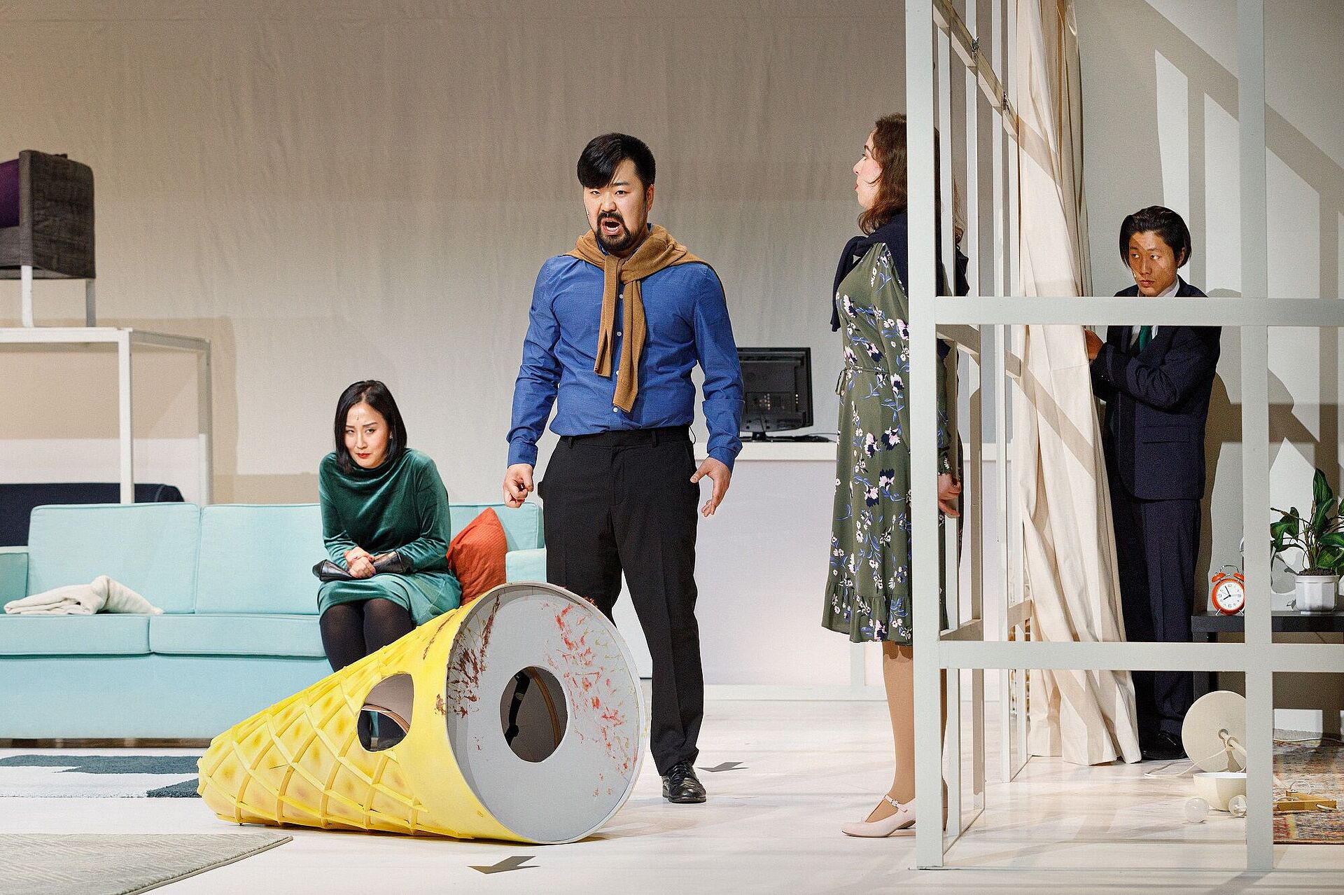 Opernproduktion 2022 Street Scene (v.l.n.r.): Yewon Kim, Sukwoo Kang, Aleksandra Chebotar, Kibeon Nam/Foto: Klaus Gigga