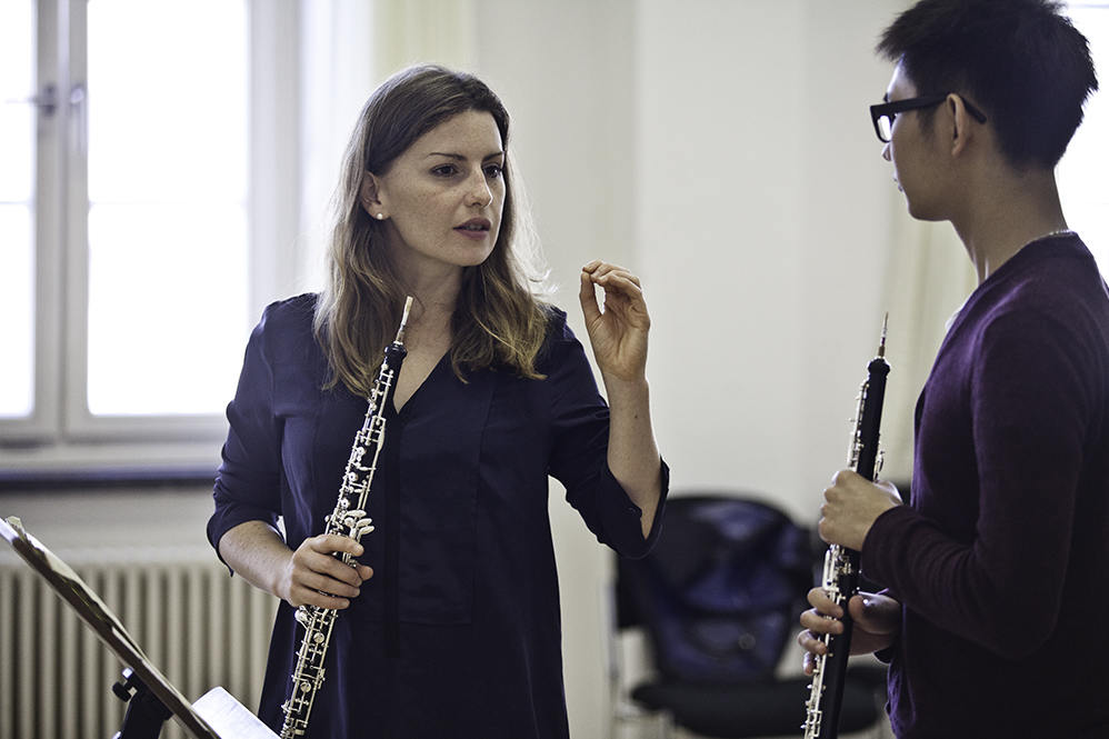 Meisterkurs Oboe bei Prof. Céline Moinet/Foto: Marius Leicht