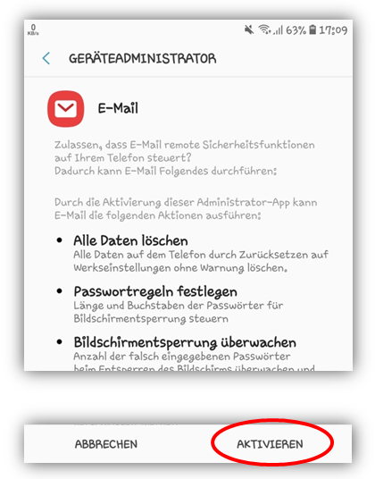1.7 - Geräteadministrator Aktivieren