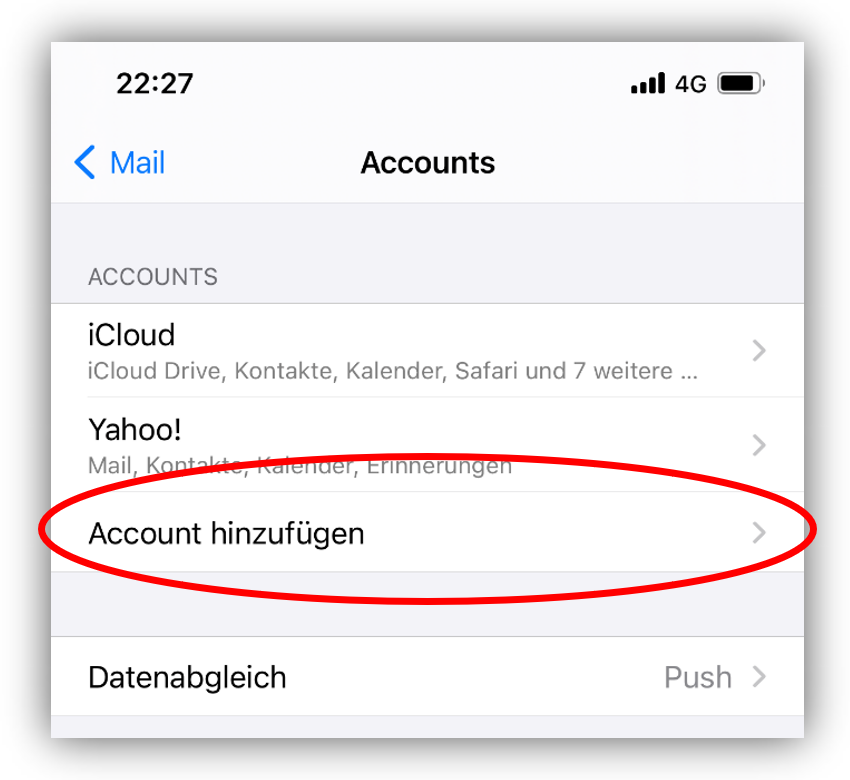 1.3. Wählen Sie Account hinzufügen