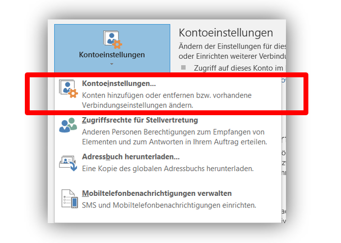 2.3 - Im Dropdownmenü klicken Sie auf Kontoeinstellungen…