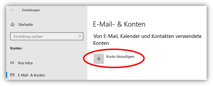 1.4 - Klicken Sie auf Konto hinzufügen