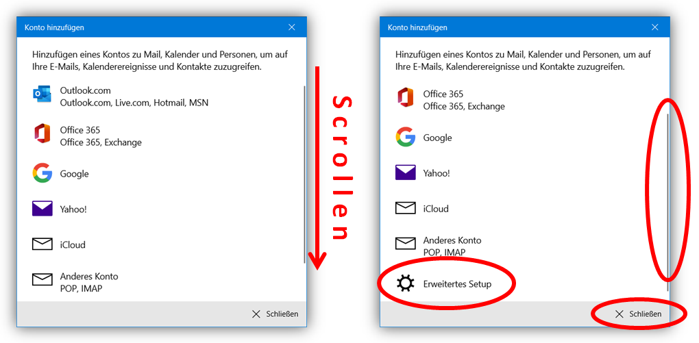 1.5 - Danach auf Erweitertes Setup