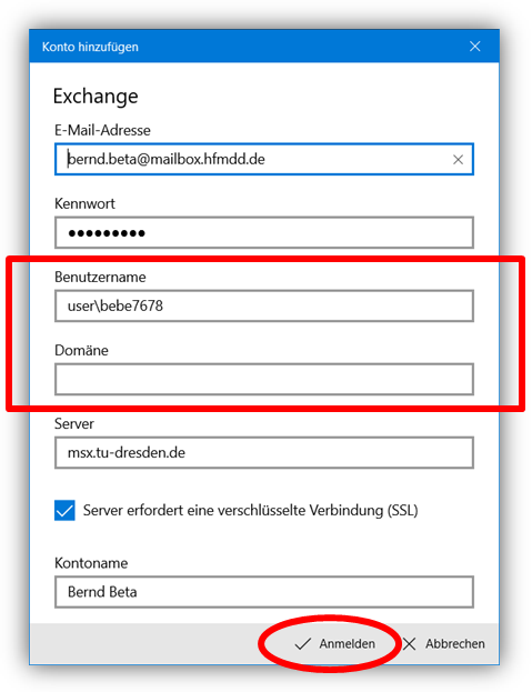 1.7 - Geben Sie die Serverdaten ein