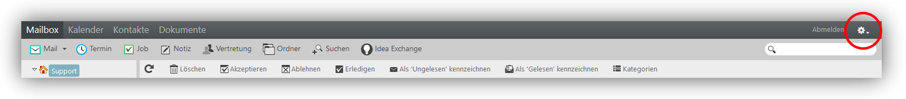 1.3.	Im Browser klicken Sie rechts oben mit der linken Maustaste auf das „Zahnradsymbol“