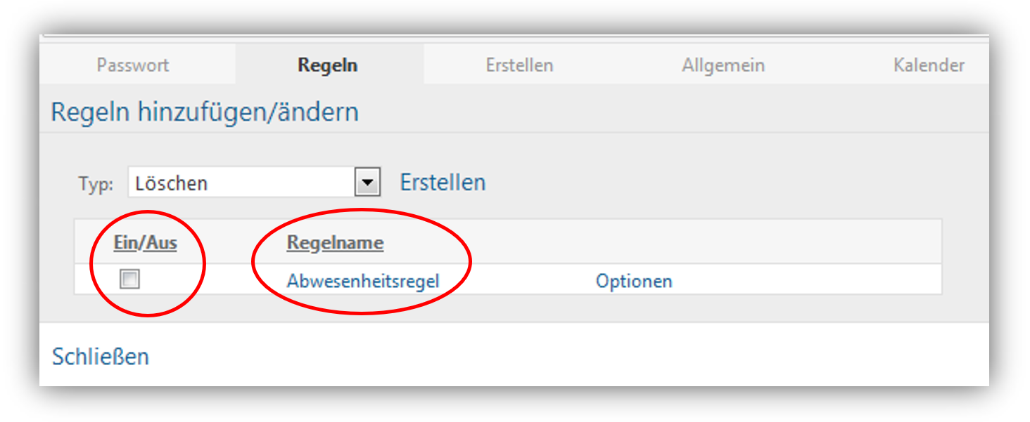 1.7.	Bei schon vorhandener Urlaubsregel