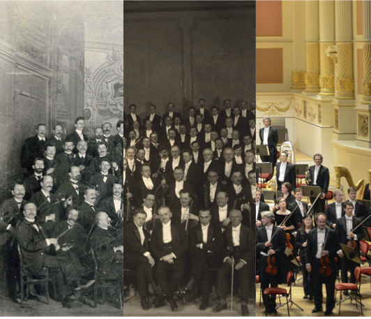 Sächsische Staatskapelle Dresden 1902, 1927, 2015/Foto: Historisches Archiv der Sächsischen Staatstheater