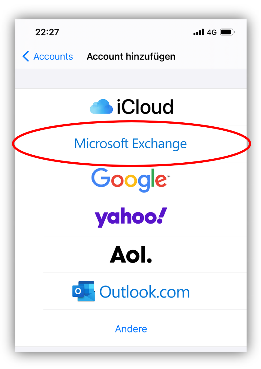 1.4. Weiter mit Microsoft Exchange